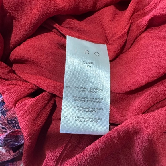 US Small  FR 36 Womens IRO Talara Short Red Dress Printed Chiffon - Picture 9 of 11